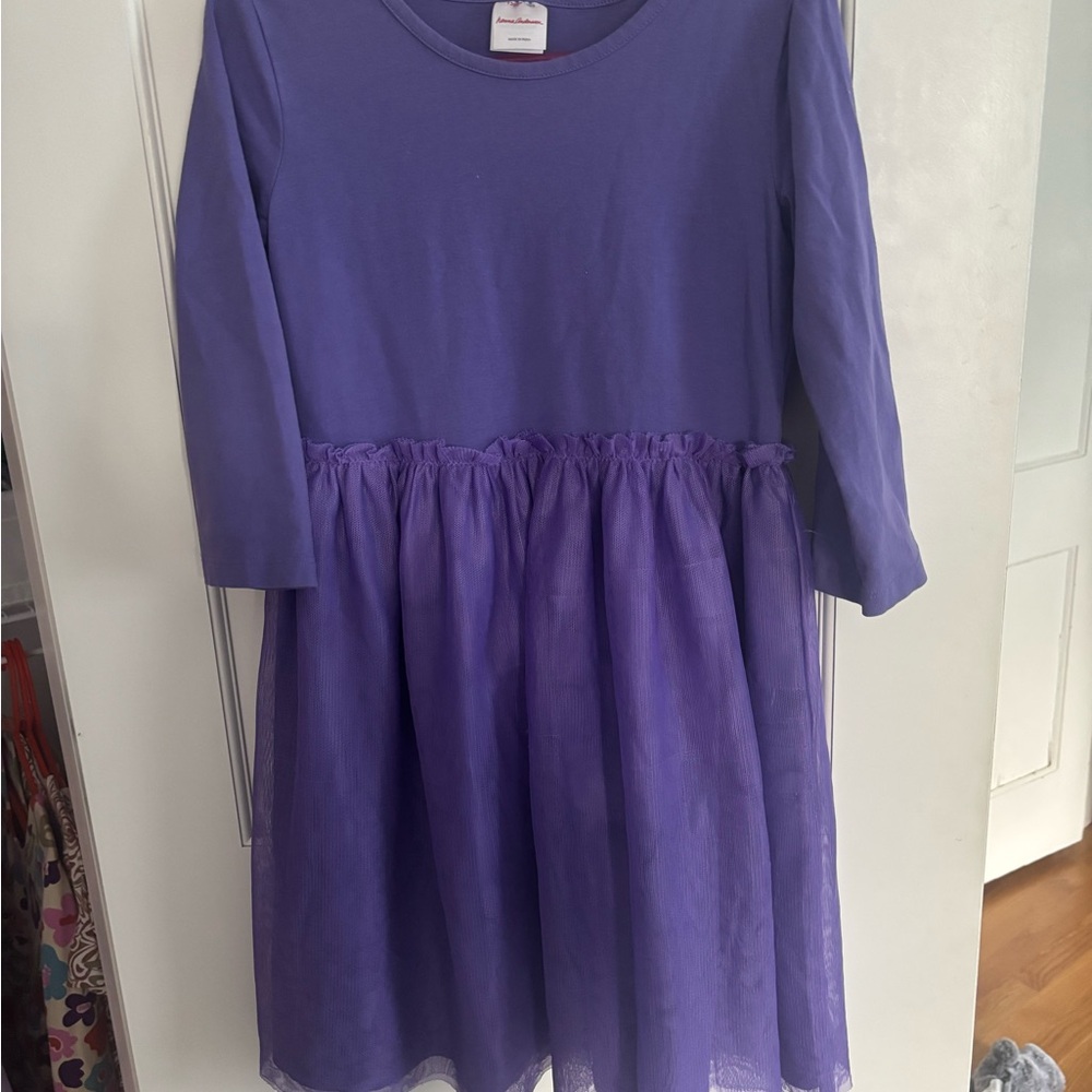 Girls' Purple Tulle Skirt Dress - Long Sleeve